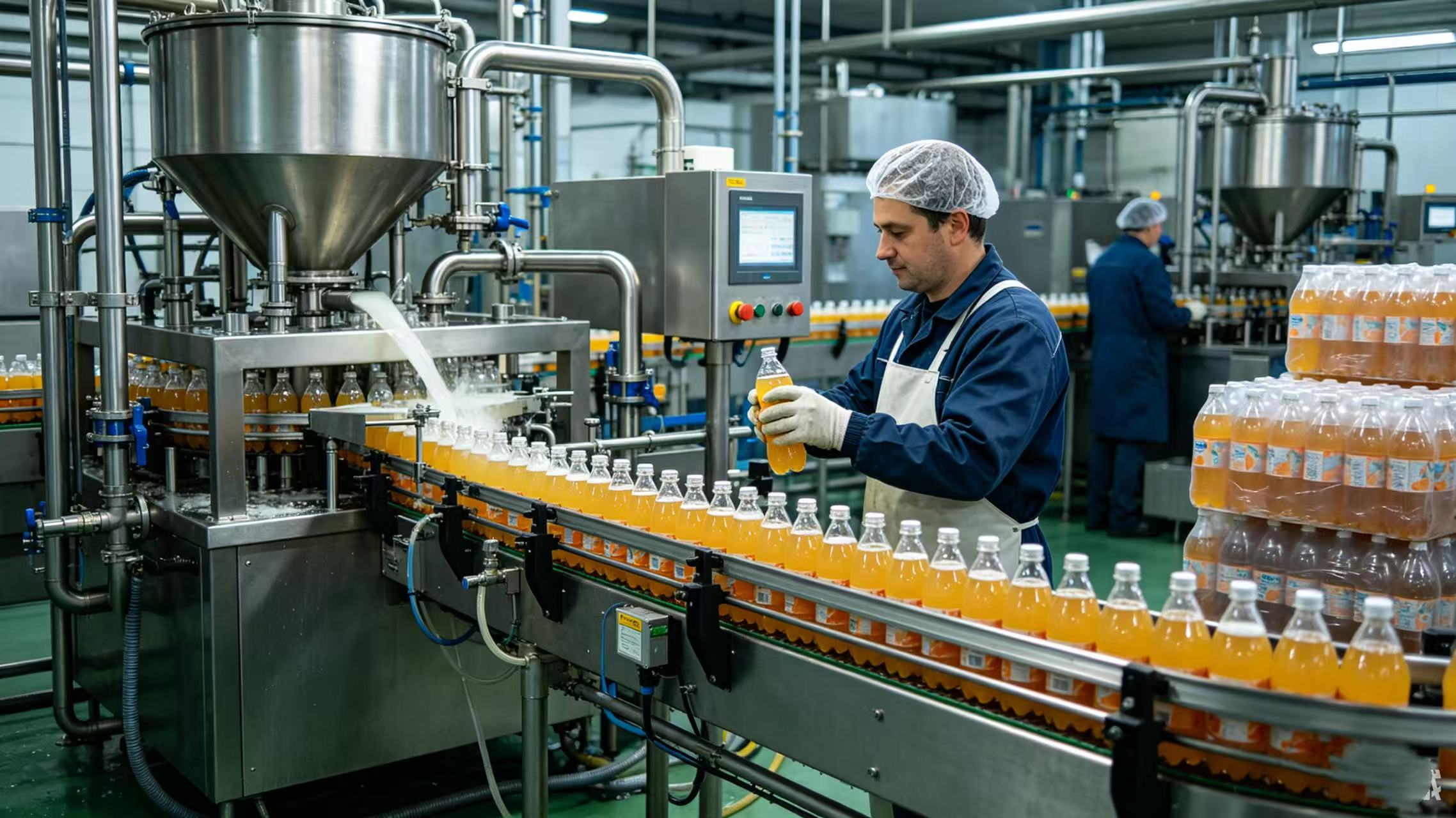 Applicazioni, vantaggi e standard dei compressori d'aria a vite nell'industria alimentare e delle bevande.